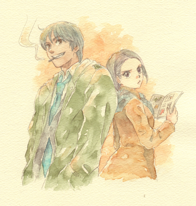 aoshima shunsaku and onda sumire (odoru daisousasen) drawn by kuu_(k_sdm)