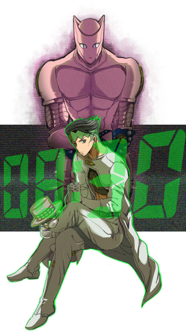 kishibe rohan, killer queen, and heaven's door (jojo no kimyou na bouken and 1 more) drawn by achi_dyna