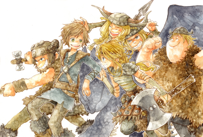 toothless, astrid hofferson, hiccup horrendous haddock iii, ruffnut thorston, tuffnut thorston, and 2 more (how to train your dragon and 1 more) drawn by ina_(gonsora)