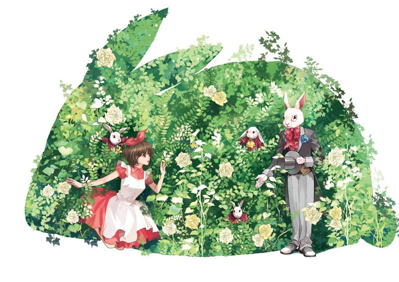 alice and white rabbit (alice's adventures in wonderland) drawn by hoshi_(loveless128)