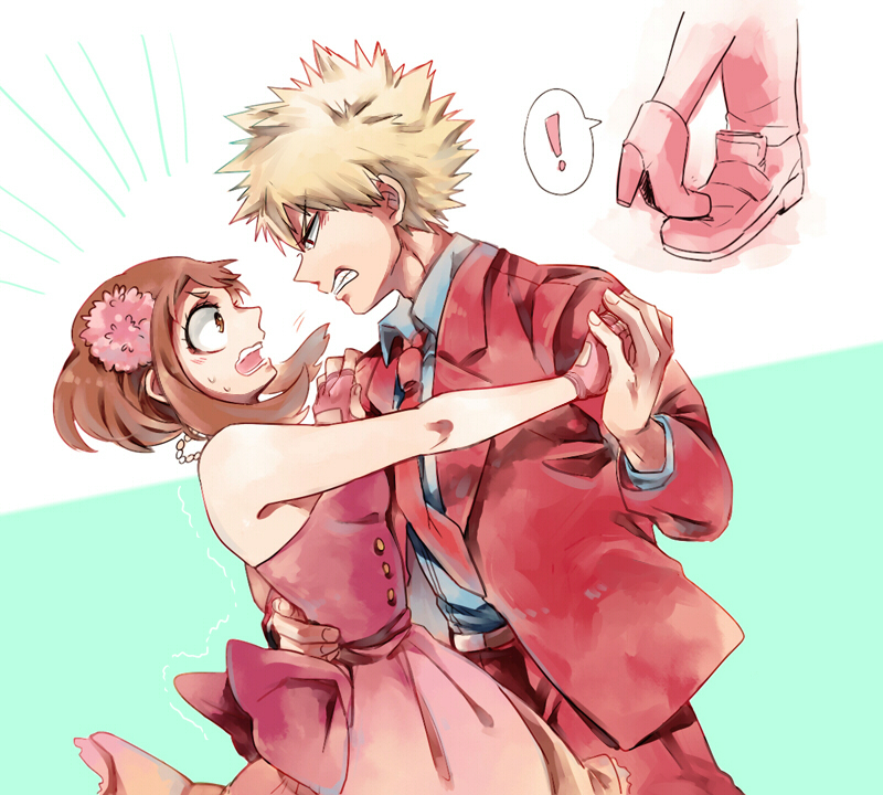bakugou katsuki and uraraka ochaco (boku no hero academia) drawn by reiquil