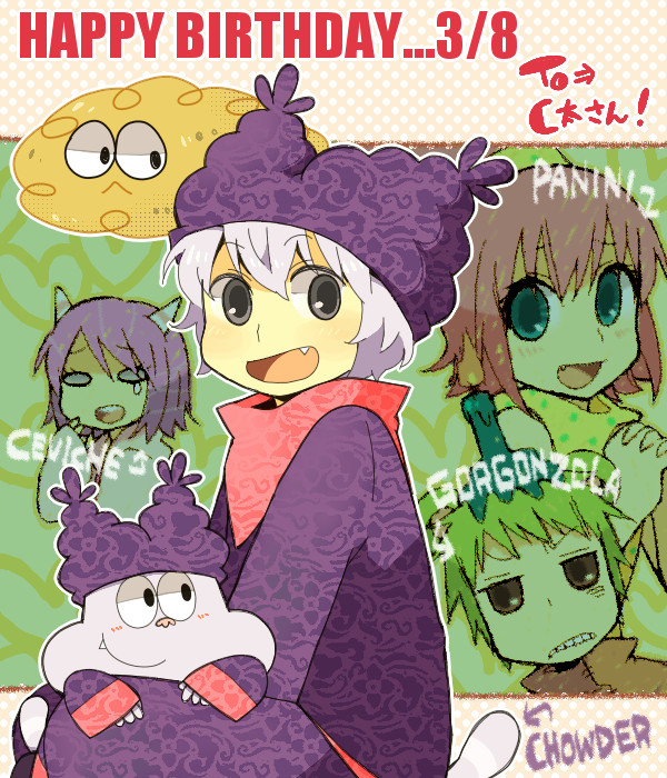 chowder, panini, gorgonzola, ceviche, and kimchi (chowder) drawn by tsunoji