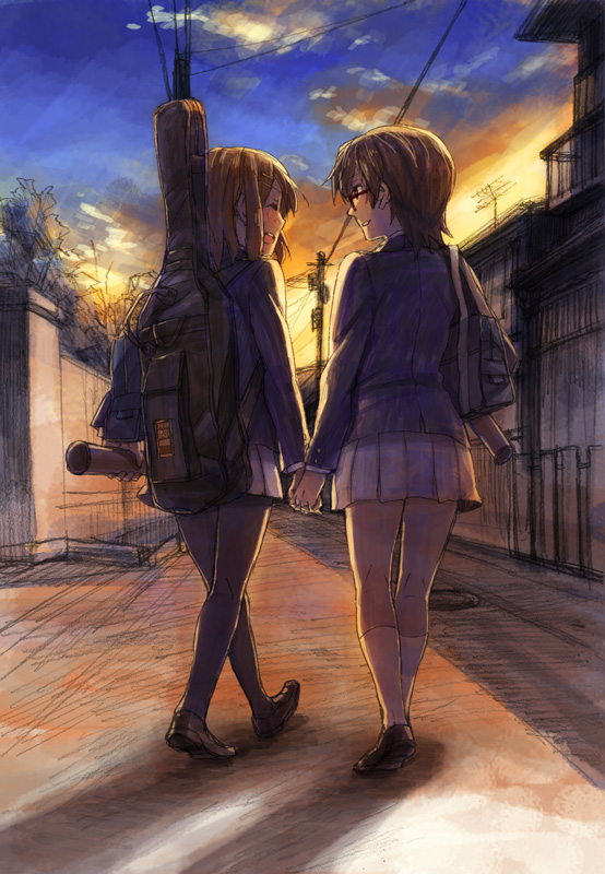 hirasawa yui and manabe nodoka (k-on!) drawn by fukutarou_(enji127)
