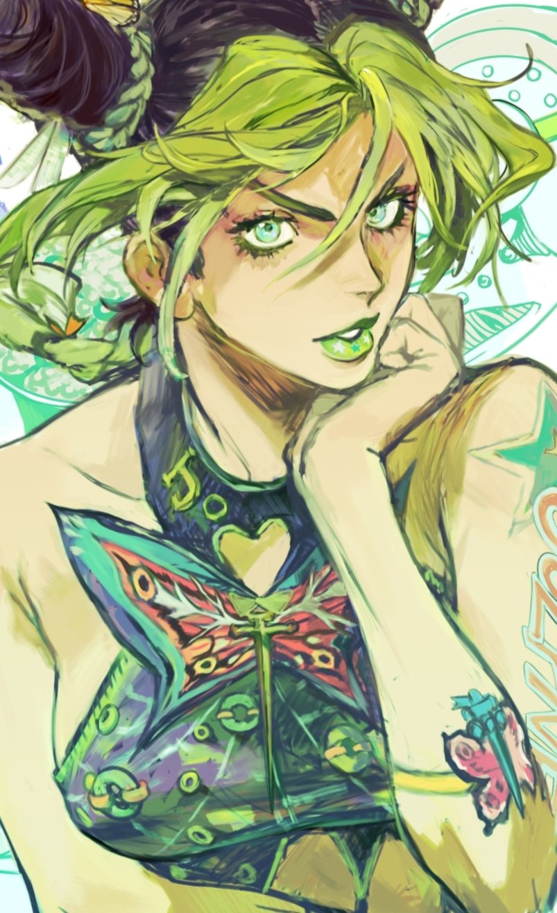 kujo jolyne (jojo no kimyou na bouken and 1 more) drawn by lantern_madoyoi