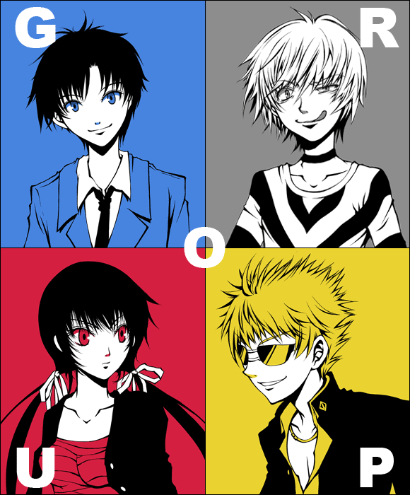 accelerator, musujime awaki, tsuchimikado motoharu, unabara mitsuki, and etzali (toaru majutsu no index and 1 more) drawn by kuroe_(sugarberry)