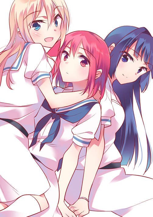 miyanaga teru, hirose sumire, and oohoshi awai (saki) drawn by kimino_tomonari