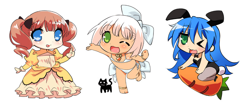 izumi konata, lita, and robinetta ashley (lucky star and 1 more) drawn by youta