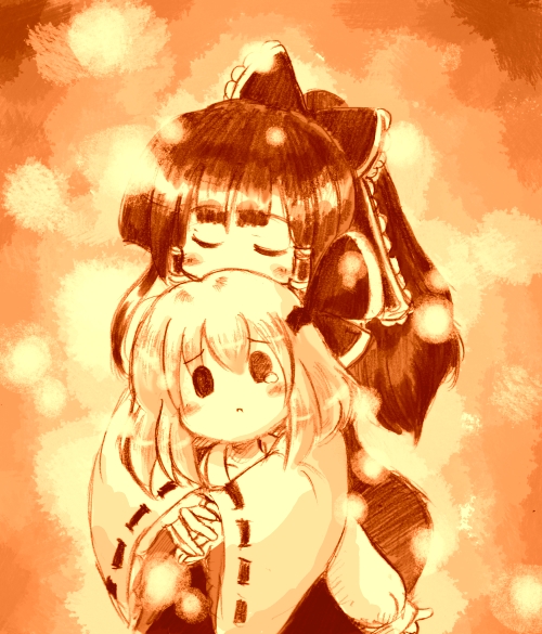 hakurei reimu and rumia (touhou) drawn by vu_(oyavun)