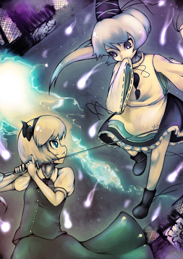 konpaku youmu and mononobe no futo (touhou) drawn by koohee
