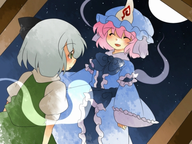konpaku youmu and saigyouji yuyuko (touhou) drawn by hammer_(sunset_beach)