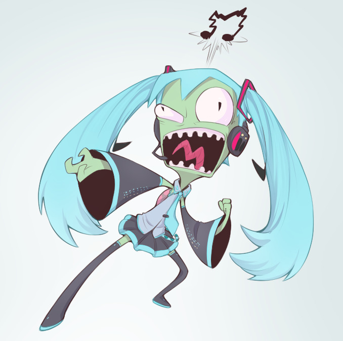 hatsune miku and zim (vocaloid and 1 more)