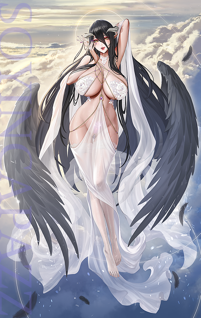 albedo (overlord) drawn by tsuki_no_i-min