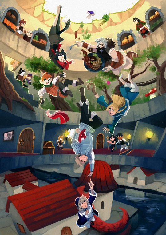 marcille donato, falin touden, laios touden, senshi, kabru, and 10 more (dungeon meshi) drawn by phlavours