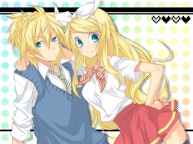 kagamine rin and kagamine len (vocaloid) drawn by mikipa
