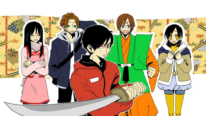 hanaori kotoha, shiraishi mako, shiba takeru, tani chiaki, and ikenami ryuunosuke (super sentai and 1 more) drawn by inuneko_(dcwn)