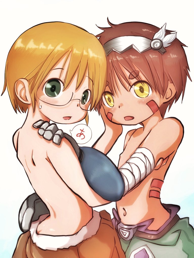 reg and riko (made in abyss) drawn by nemuri_nezumi