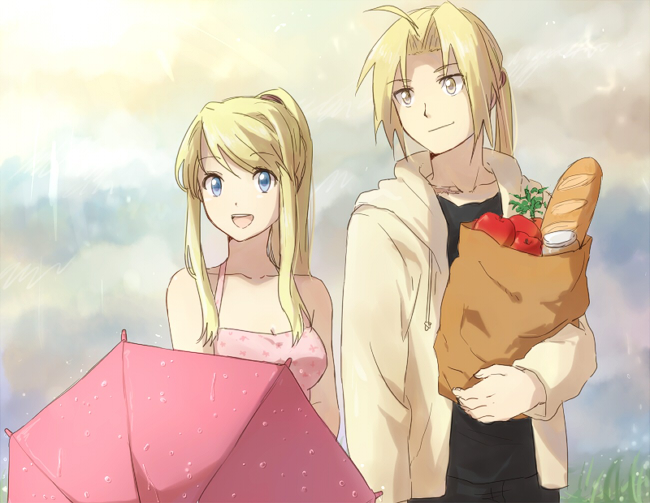 edward elric and winry rockbell (fullmetal alchemist) drawn by riru