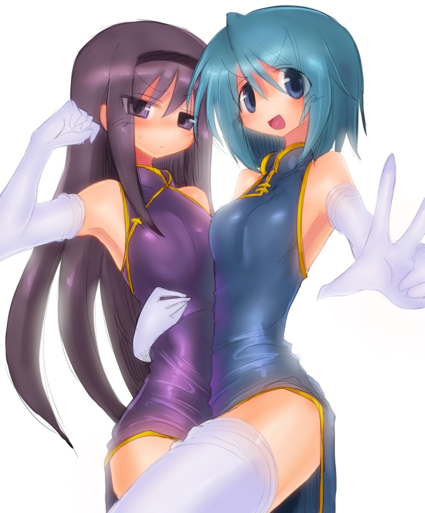 akemi homura and miki sayaka (mahou shoujo madoka magica) drawn by kyuusui_gakari