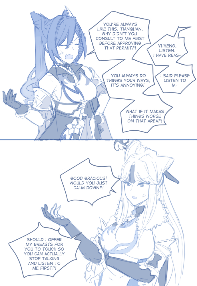 keqing and ningguang (genshin impact) drawn by hinagi_(fox_priest)