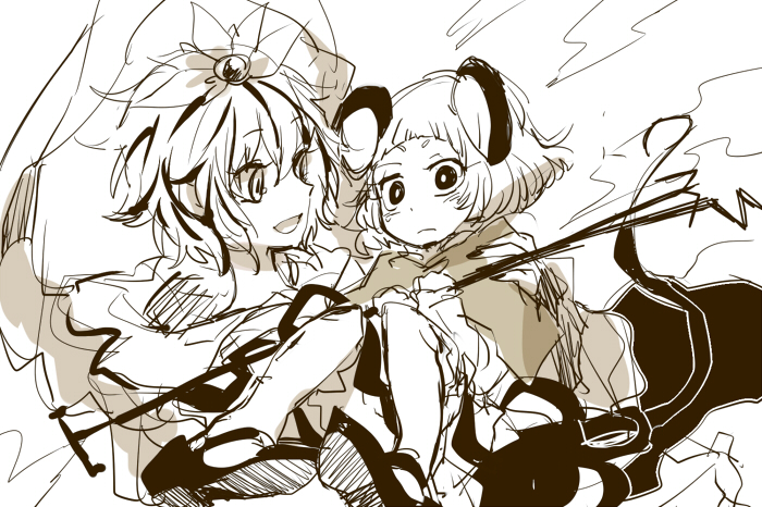 nazrin and toramaru shou (touhou) drawn by shinoasa