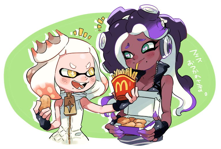 marina and pearl (splatoon and 2 more) drawn by hakinikui_kutsu_no_mise
