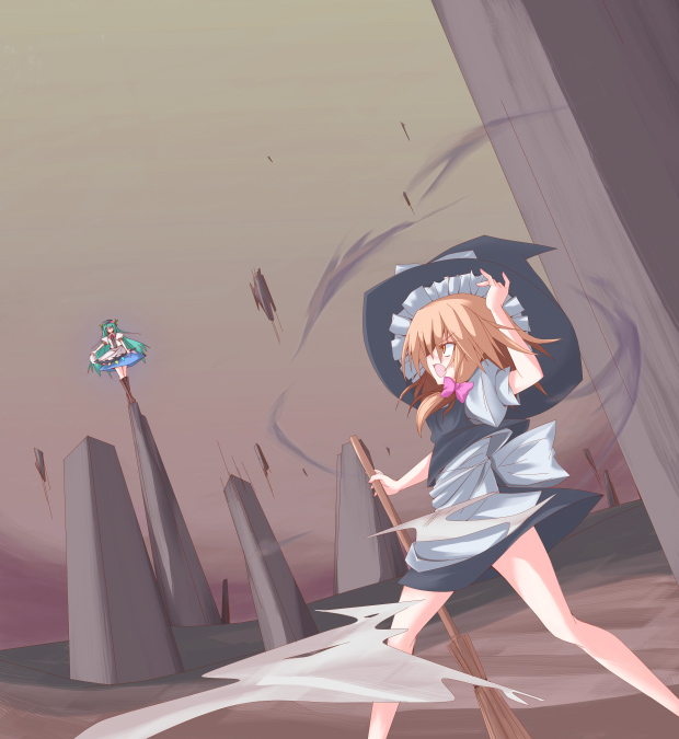kirisame marisa and hinanawi tenshi (touhou) drawn by huei_nazuki
