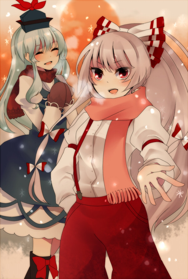 fujiwara no mokou and kamishirasawa keine (touhou) drawn by neko-san_(dim.dream)
