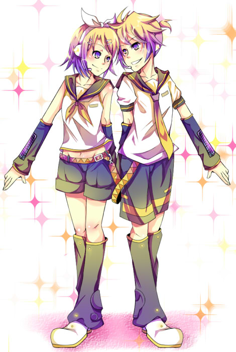 kagamine rin and kagamine len (vocaloid) drawn by rarami