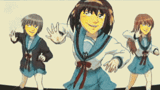 suzumiya haruhi, nagato yuki, asahina mikuru, kyon, and koizumi itsuki (suzumiya haruhi no yuuutsu and 1 more)