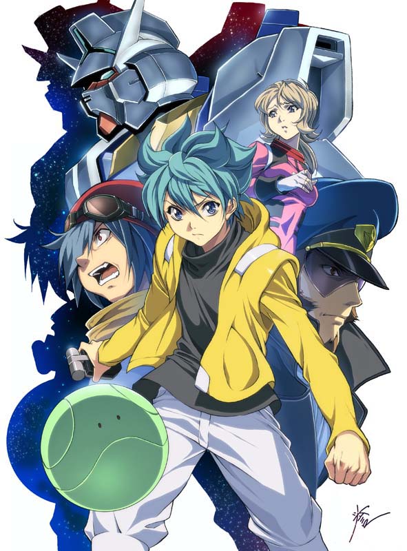 haro, gundam age-1, flit asuno, emily armond, gundam age-1 normal, and 2 more (gundam and 1 more) drawn by homare_(fool's_art)