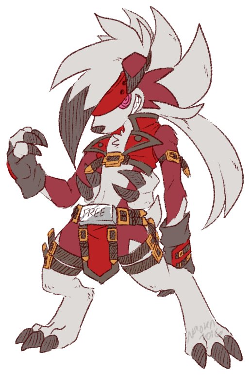 sol badguy and lycanroc (pokemon and 1 more) drawn by na0r3n