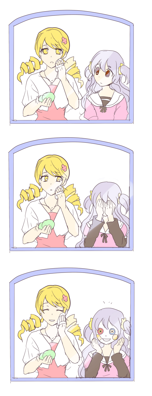 tomoe mami and momoe nagisa (mahou shoujo madoka magica and 1 more) drawn by dillsien