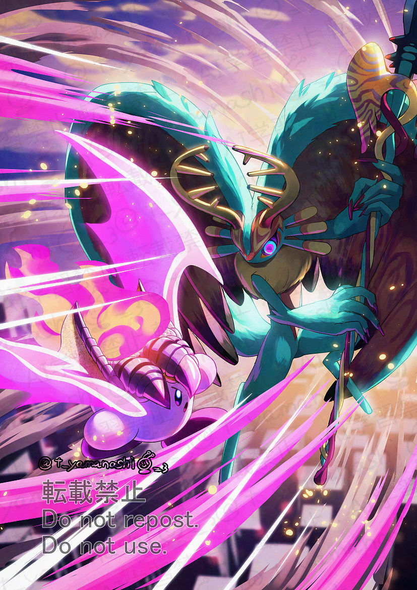 kirby, fecto elfilis, fire kirby, and dragon fire kirby (kirby and 1 more) drawn by yamanashi_taiki