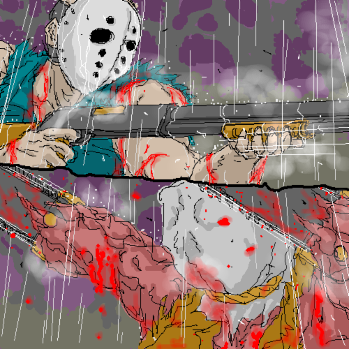 rick and biggy man (splatterhouse) drawn by satou_oduka