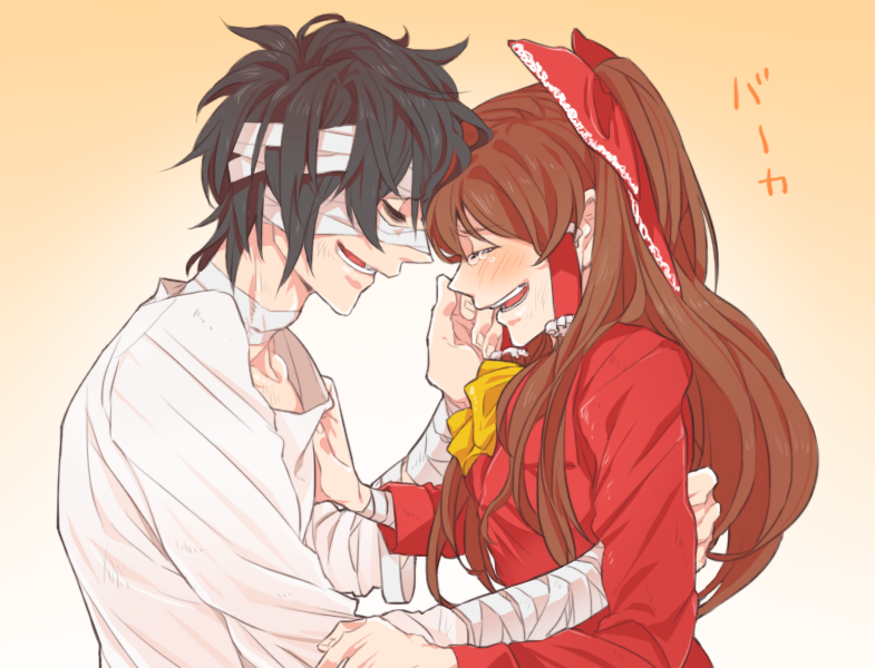 hakurei reimu and l (touhou and 3 more) drawn by uuuueno