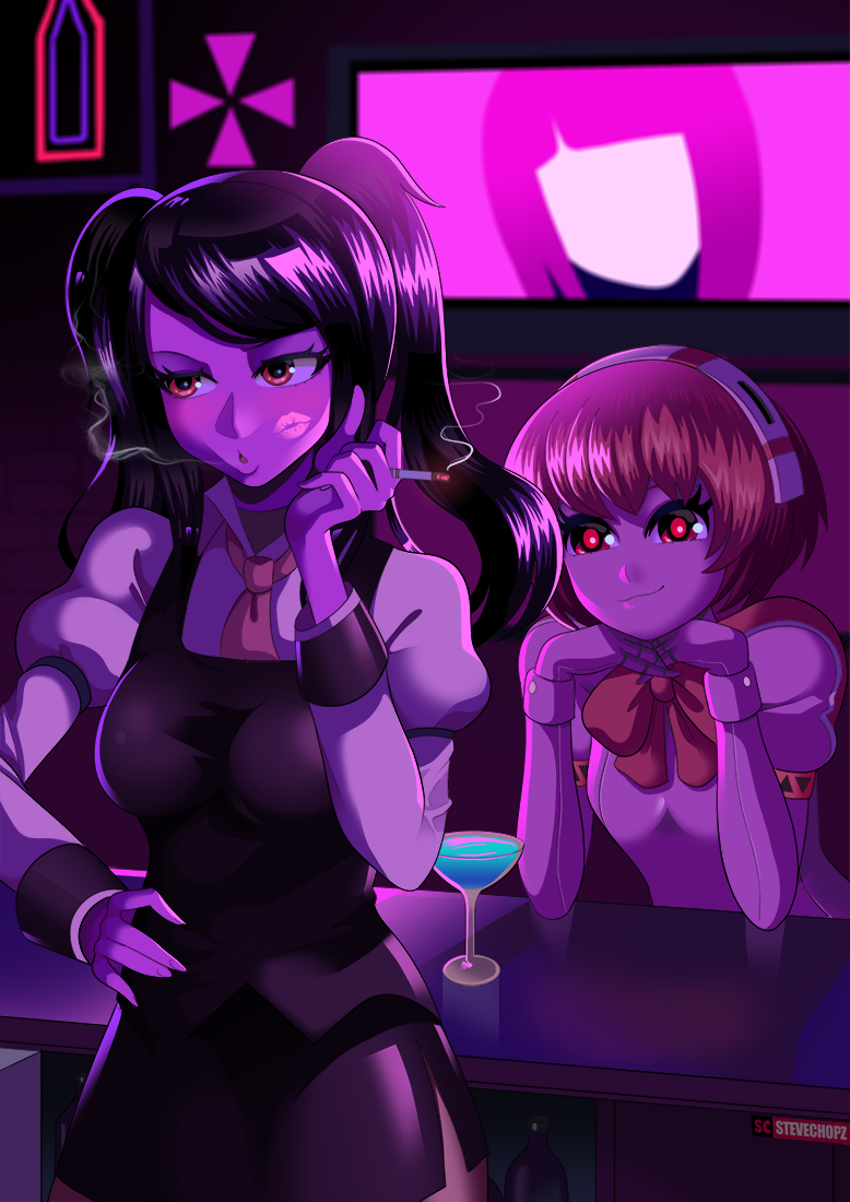 jill stingray and dorothy haze (va-11 hall-a) drawn by steve_chopz