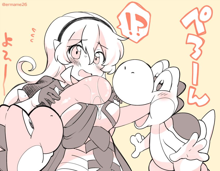 female corrin and yoshi (fire emblem and 3 more) drawn by eromame