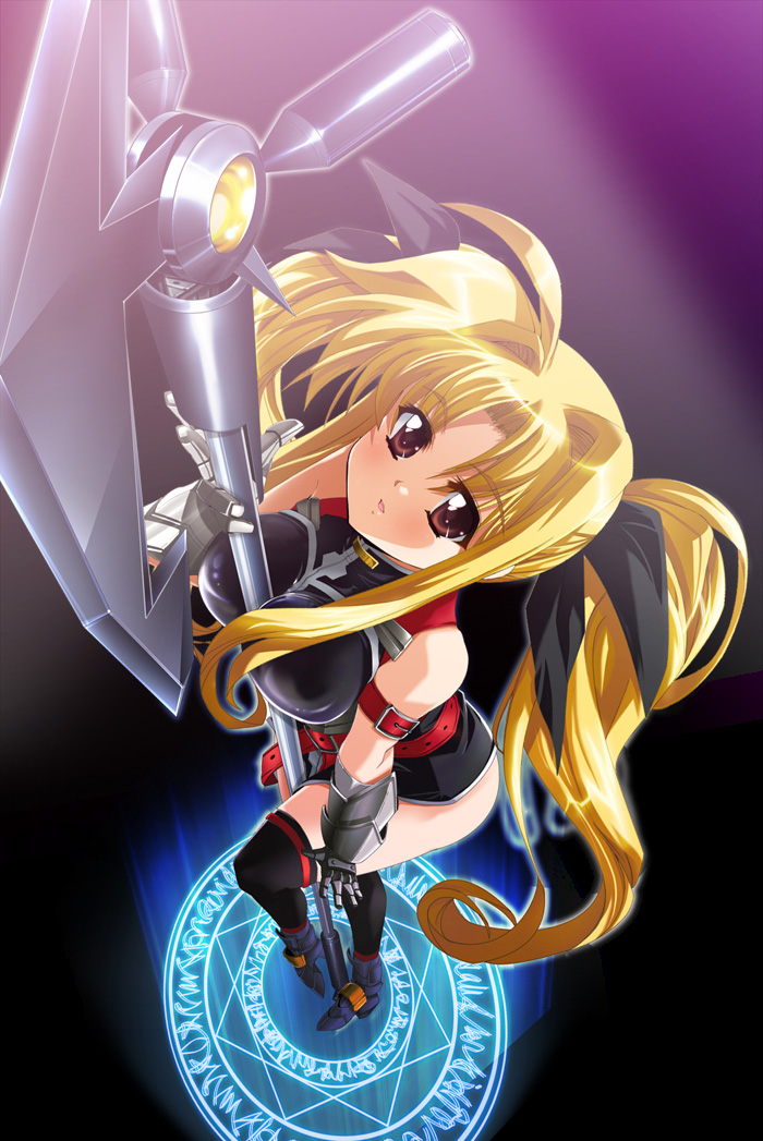 fate testarossa and bardiche (lyrical nanoha and 1 more) drawn by tnonizyou