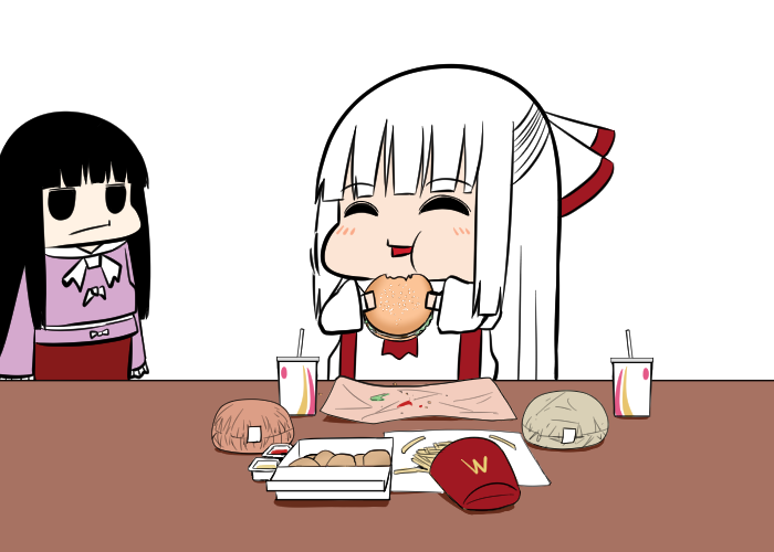 fujiwara no mokou and houraisan kaguya (touhou and 1 more) drawn by gingham_(amalgam)