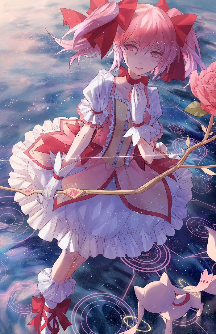 kaname madoka and kyubey (mahou shoujo madoka magica) drawn by kaneblob