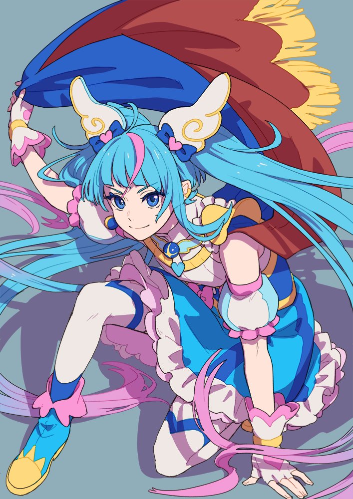sora harewataru and cure sky (precure and 1 more) drawn by isshoku_(shiki)