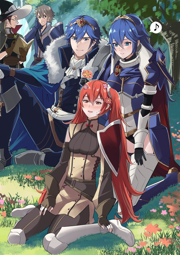 severa, inigo, laurent, lucina, and chrom (fire emblem and 2 more) drawn by ameno_(a_meno0)