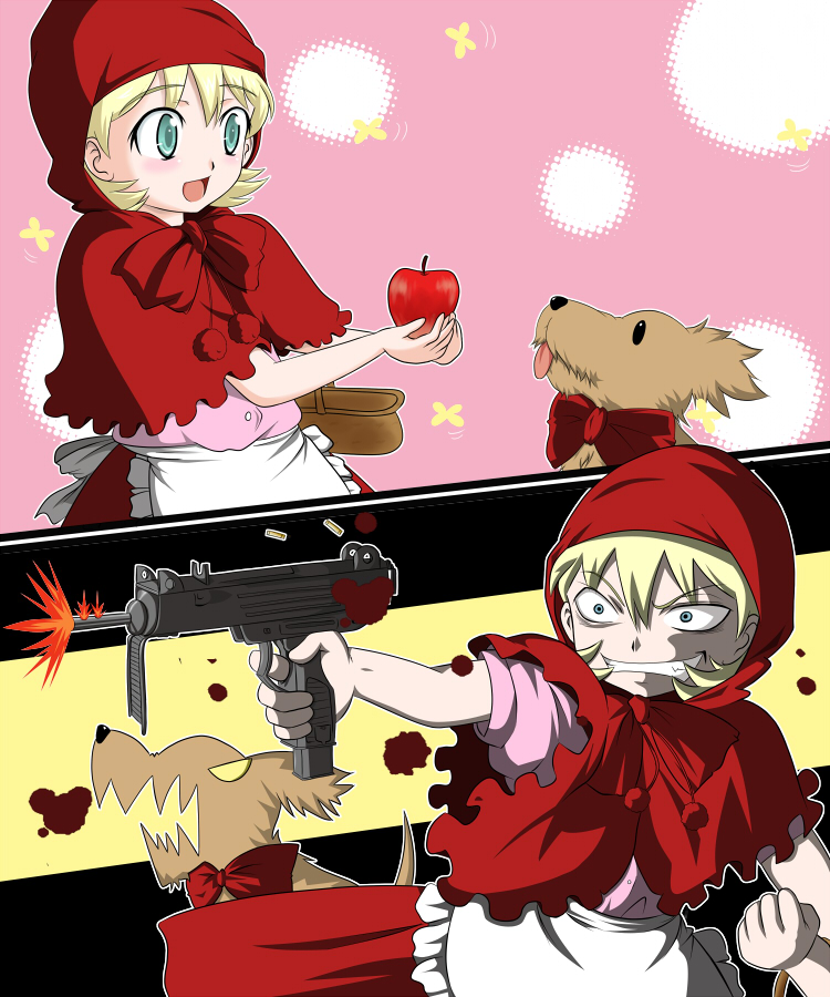 little red riding hood, b.b. hood, and harry (darkstalkers and 1 more) drawn by uba-gurum