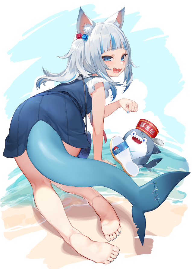 gawr gura and bloop (hololive and 1 more) drawn by izumi_sai