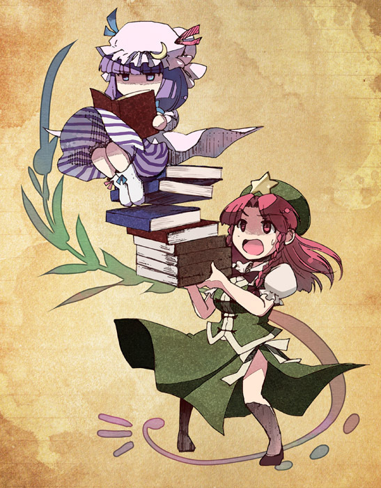 patchouli knowledge and hong meiling (touhou) drawn by hashiyamoto