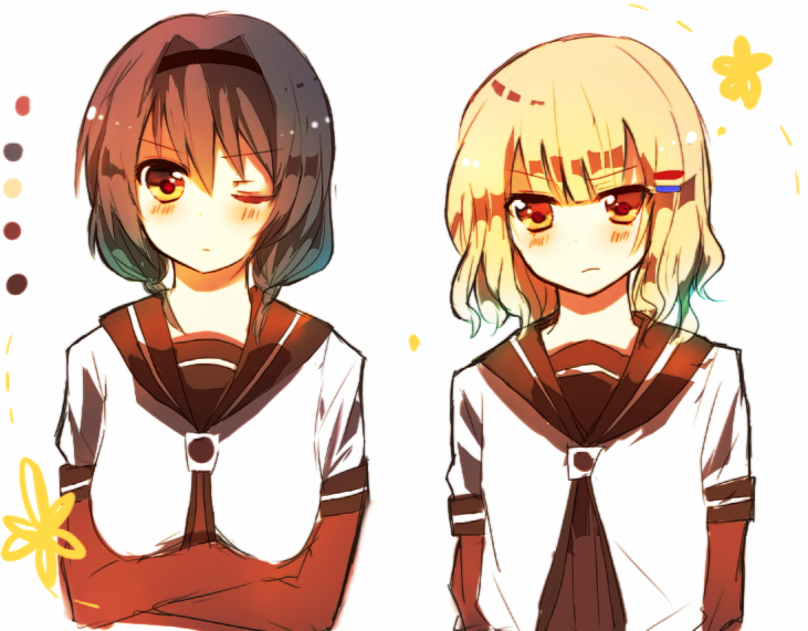 oomuro sakurako and furutani himawari (yuruyuri) drawn by minetani