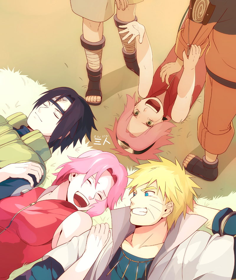 haruno sakura, uzumaki naruto, and uchiha sasuke (naruto and 1 more) drawn by oba-min