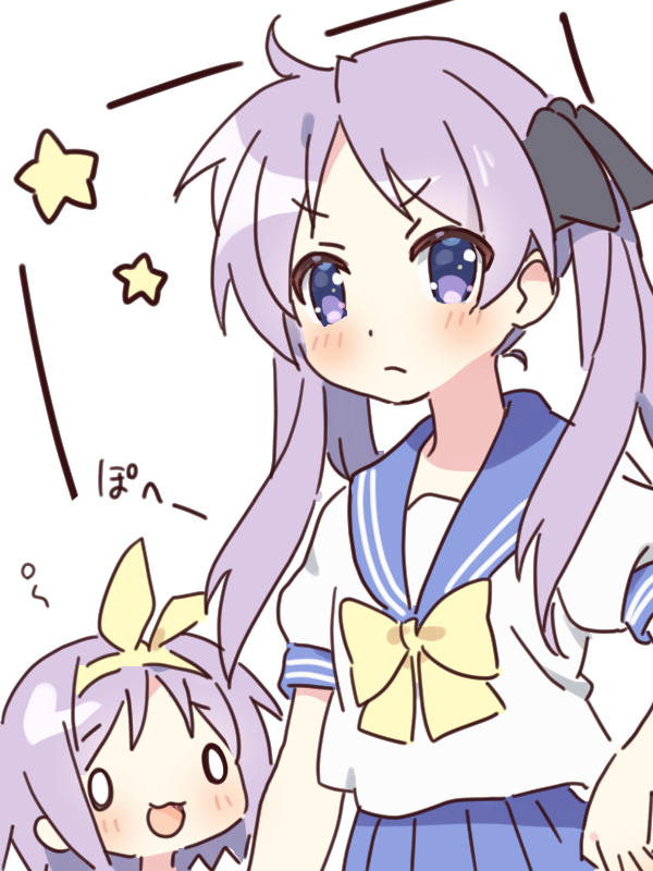 hiiragi kagami and hiiragi tsukasa (lucky star) drawn by haruchimo
