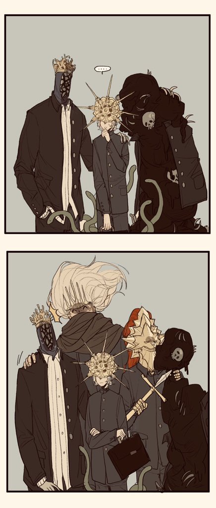 dark sun gwyndolin, nameless king, dragon slayer ornstein, aldrich devourer of gods, and pontiff sulyvahn (dark souls and 2 more) drawn by tworain_w