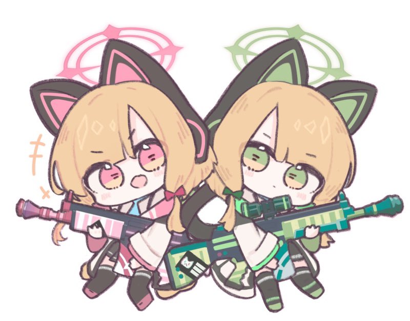 momoi and midori (blue archive) drawn by osorii
